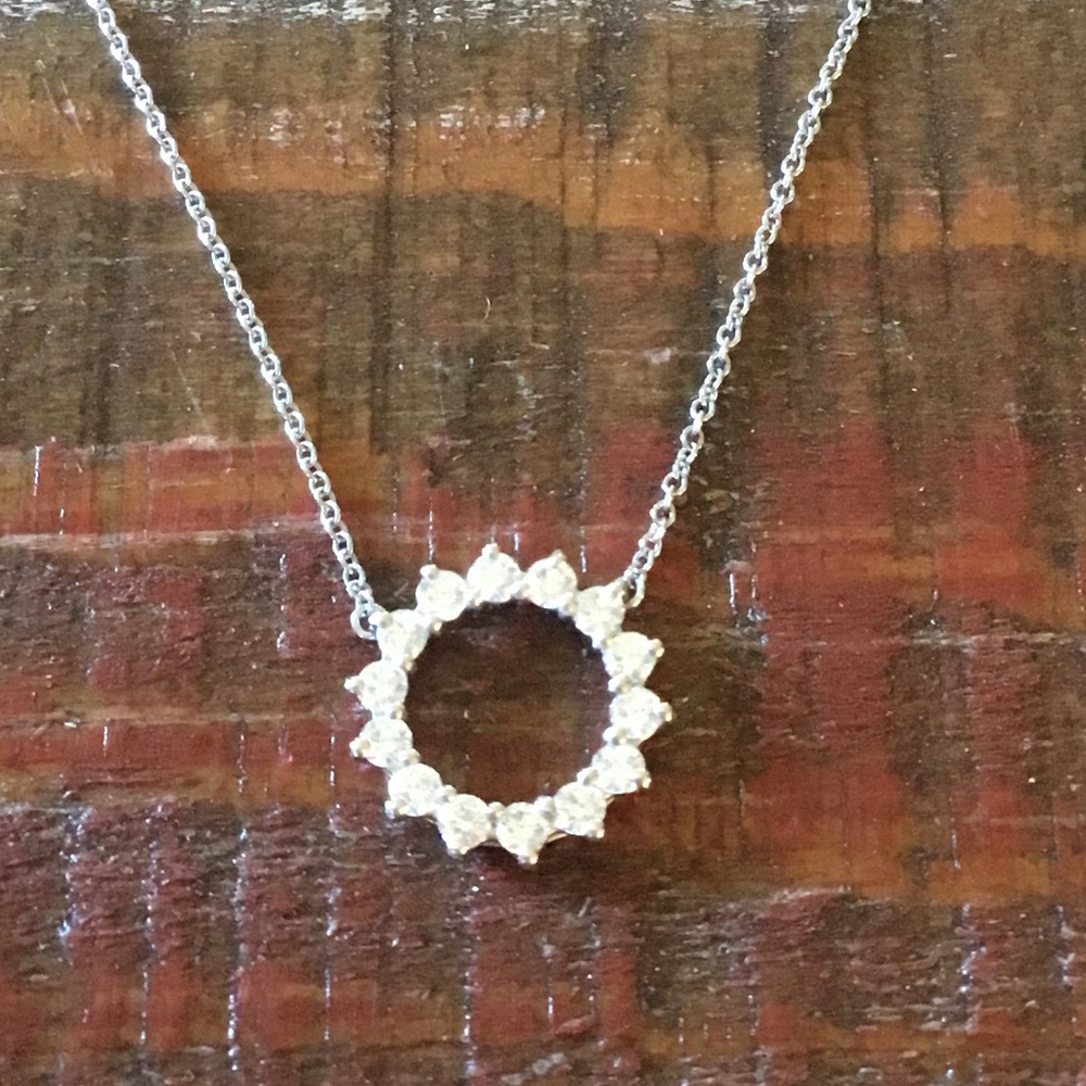 Authentic Tiffany & Co. Open Circle Diamond Platinum Pendant - Picture 6 of 16